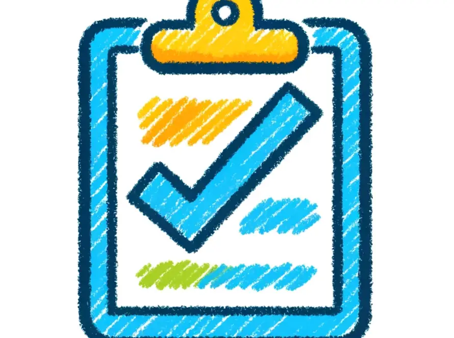 a clipboard with a tick. DNO application