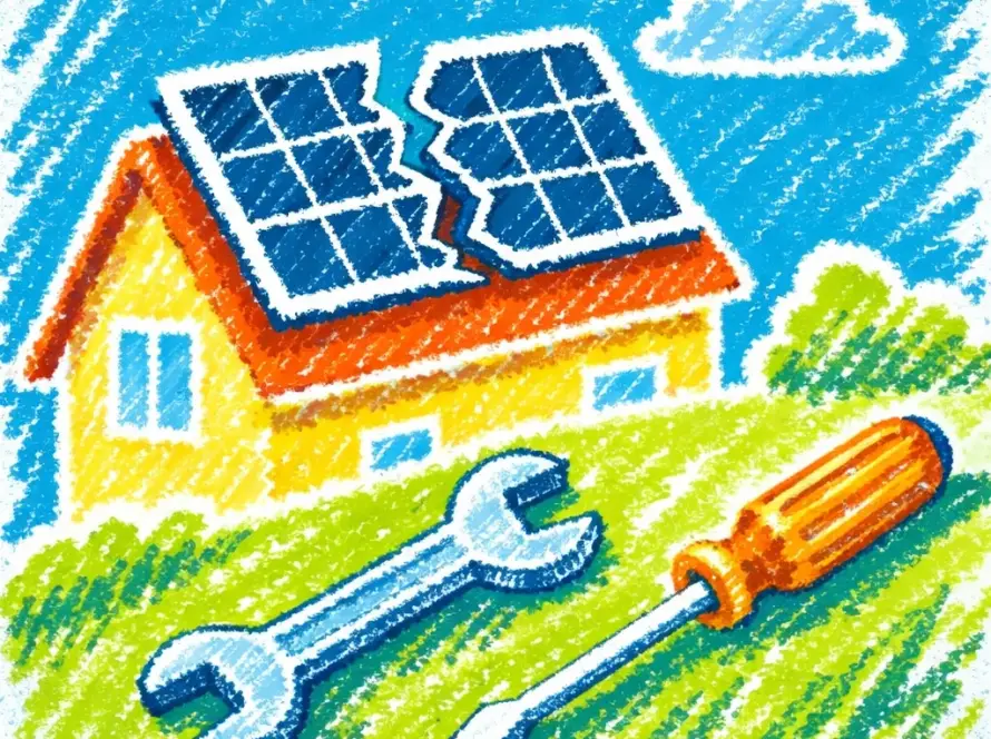 an illustration of a broken solar panel