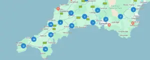 A map of power outages in Cornwall and Devon