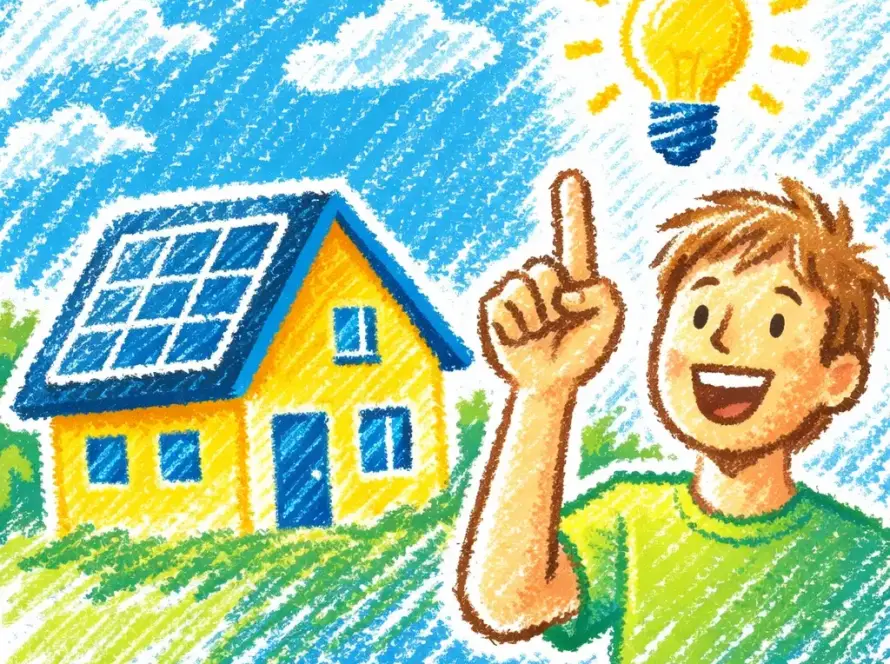 A man with a light bulb above his head to signify that he's had an idea