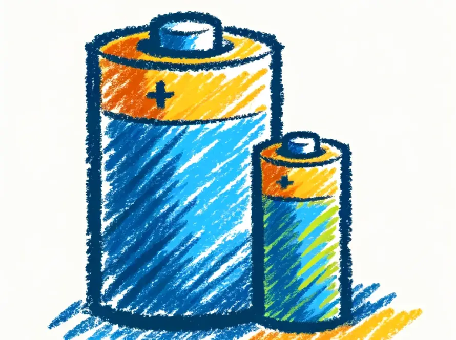 two batteries next to each other, one big one small. what size solar battery